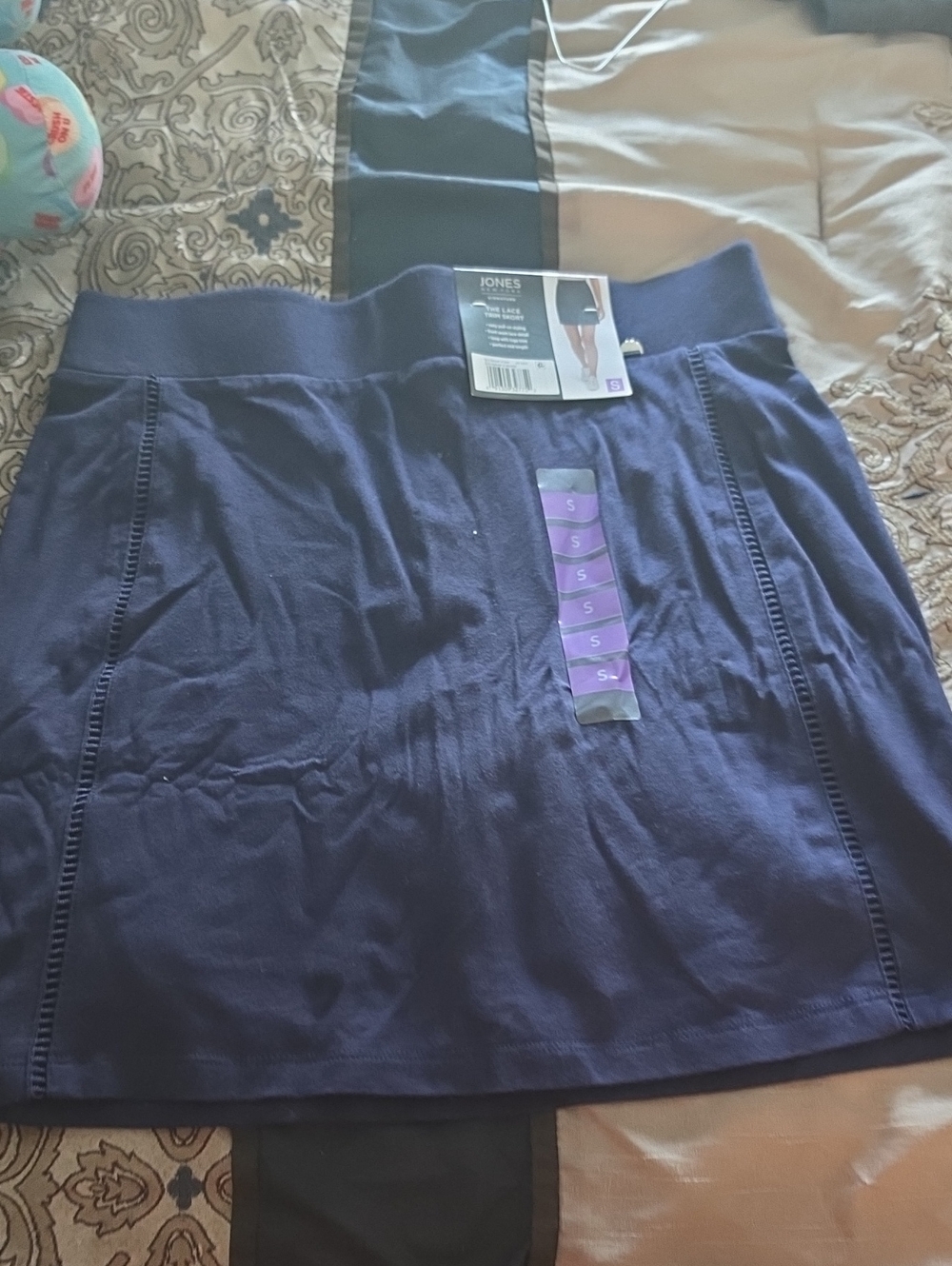 Jones New York Navy Pull-On Cotton Blend Skort